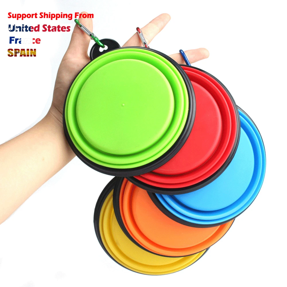 

Candy color Folding Silicone Dog Bowl Outfit Portable Travel Bowl For Dog Feeder Utensils Small Mudium Dog Bowls Pet Accessories