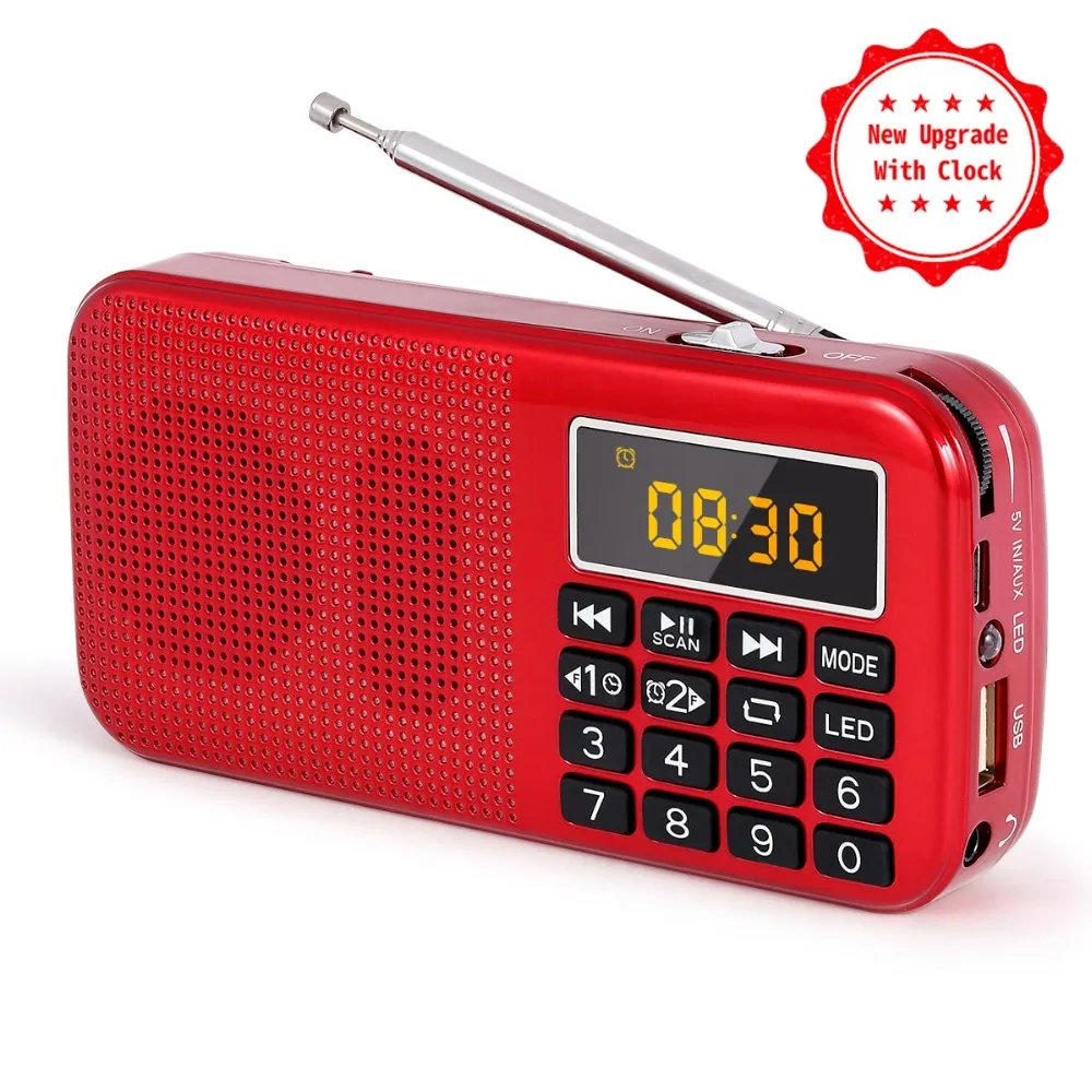 PRUNUS портативный FM Радио цифровые часы радио приемник USB диск TF карта MP3 музыкальный плеер аварийный светодиодный светильник перезаряжаемый аккумулятор