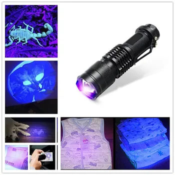 

Led UV Flashlight Torch Light Zoomable Ultra Violet Light Blacklight UV Lamp For Marker Checker Detection AA Battery UV Lamp