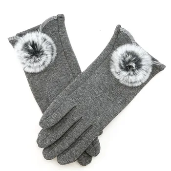 

Fashion Warm Women Mink Ball Wool Glove Opening Design Winter Ladies Outdoor Gloves New Trendy Elegant Soft Mittens High Quality