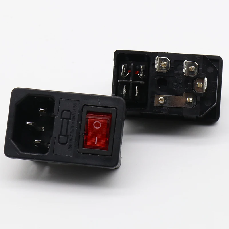 С предохранителем 10A! Красный кулисный выключатель с плавким IEC 320 C14 впускная