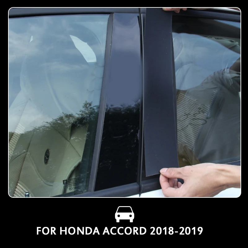 Pcmos дверь B, C столб зеркальная пластина формовочная отделка черный Подходит для Honda Accord- наружные части Хром Стайлинг 6 шт