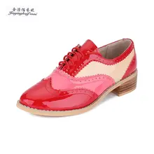 Новинка; брендовая дизайнерская обувь; женские разноцветные ботинки на наборном каблуке; женская кожаная обувь; обувь из воловьей кожи, на шнуровке, в винтажном стиле; туфли оксфорды в британском стиле для женщин