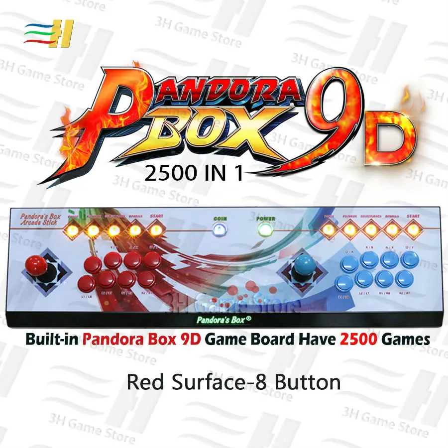 Pandora box 9d 8 кнопочная консоль Встроенный 2500 В 1 аркадная игра usb подключение 3P 4P геймпад поддержка 3D tekken Mortal Kombat 1 2 3 4