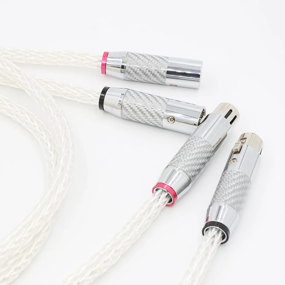  1Pair 8AG OCC Silver plated XLR Audio cable Balance cable XLR Cable Male to Female M/F Audio Cable