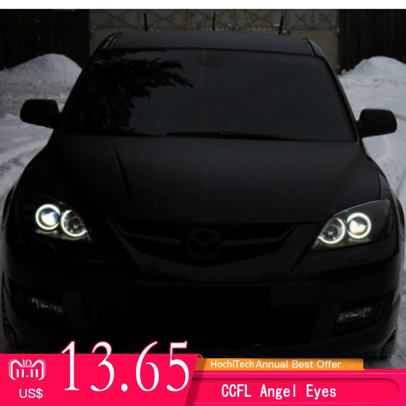 For Mazda 3 mazda3 2002 2003 2004 2005 2006 2007 Ultra Bright Day Light DRL CCFL Angel Eyes Demon Eyes Kit Warm White Halo Ring