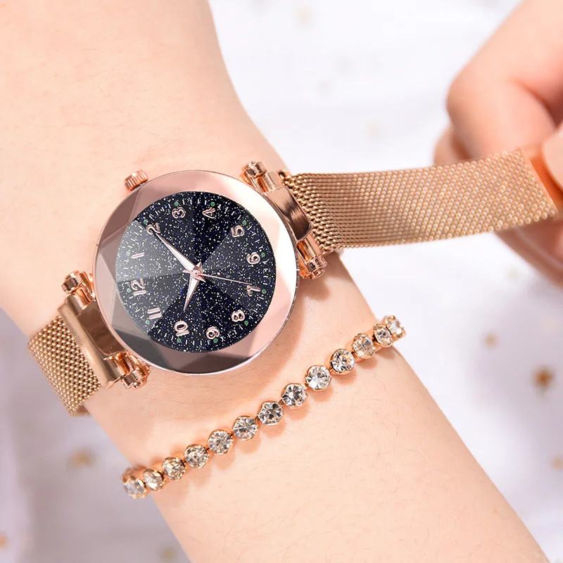 

Prism Surface Ladies Watch 2019 Top Brand Luxury Starry Sky Quartz Watches Stainless Steel Magnetic Mesh Luminous Clock zegarek
