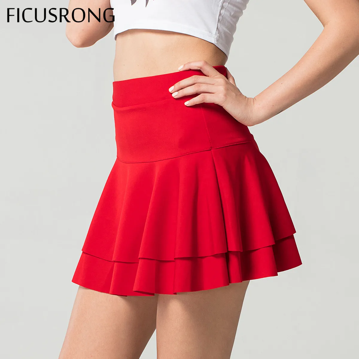 

2019 New Autumn High Waist Plus Size Sexy Skirt Solid Quality Double Skirt Spring Party Fashion Streetwear Mini Skirt FICUSORNG