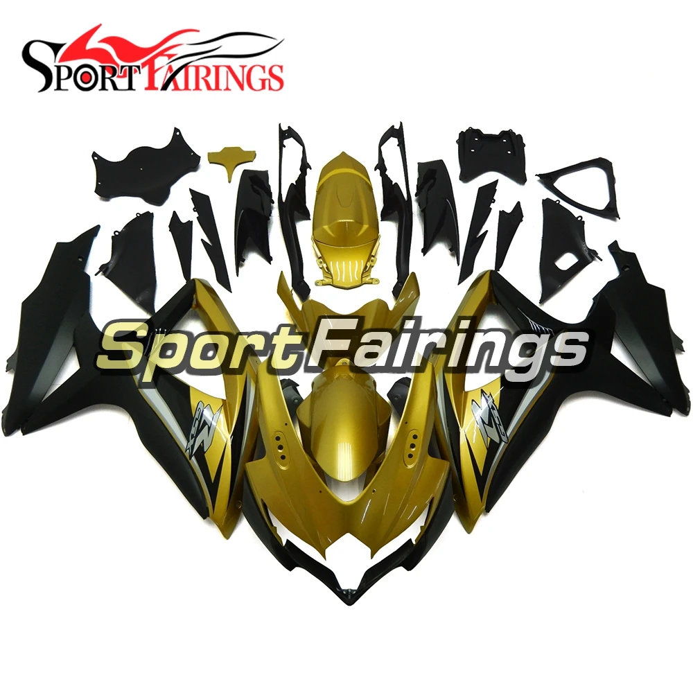 

Fairings For Suzuki GSXR600 GSXR750 K8 08 09 10 2008 2010 ABS Plastic Motorcycle Injection Fairing Kit Cowling Gold Black New