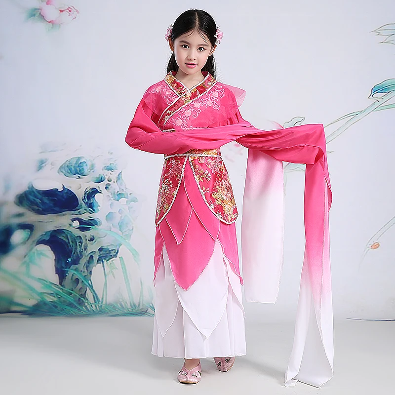 어린이 요정 의상 긴 소매 팬시 댄스 의상 중국 국가 팬 댄스 드레스 클래식 Hanfu 의류 Performance18