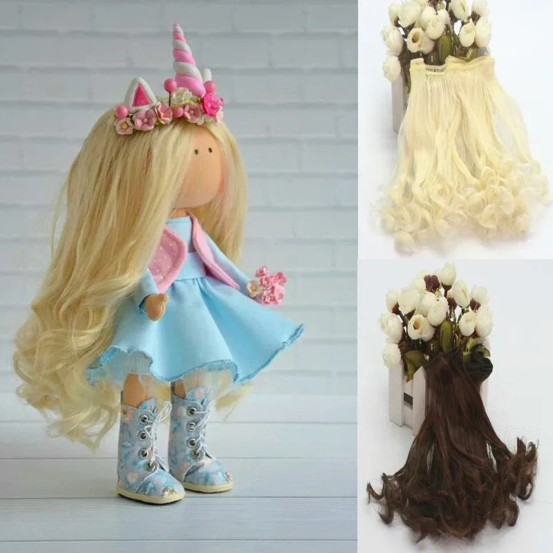 Fashion 15100cm DIY Mini Tresses Doll Wig High-Temperature Material Wave Hair Wig For BJD High-Temperature Doll Accessories