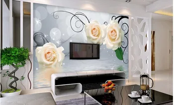 

customized wallpaper for walls bathroom 3d wallpaper Rose water backdrop decorative painting flower wallpaper