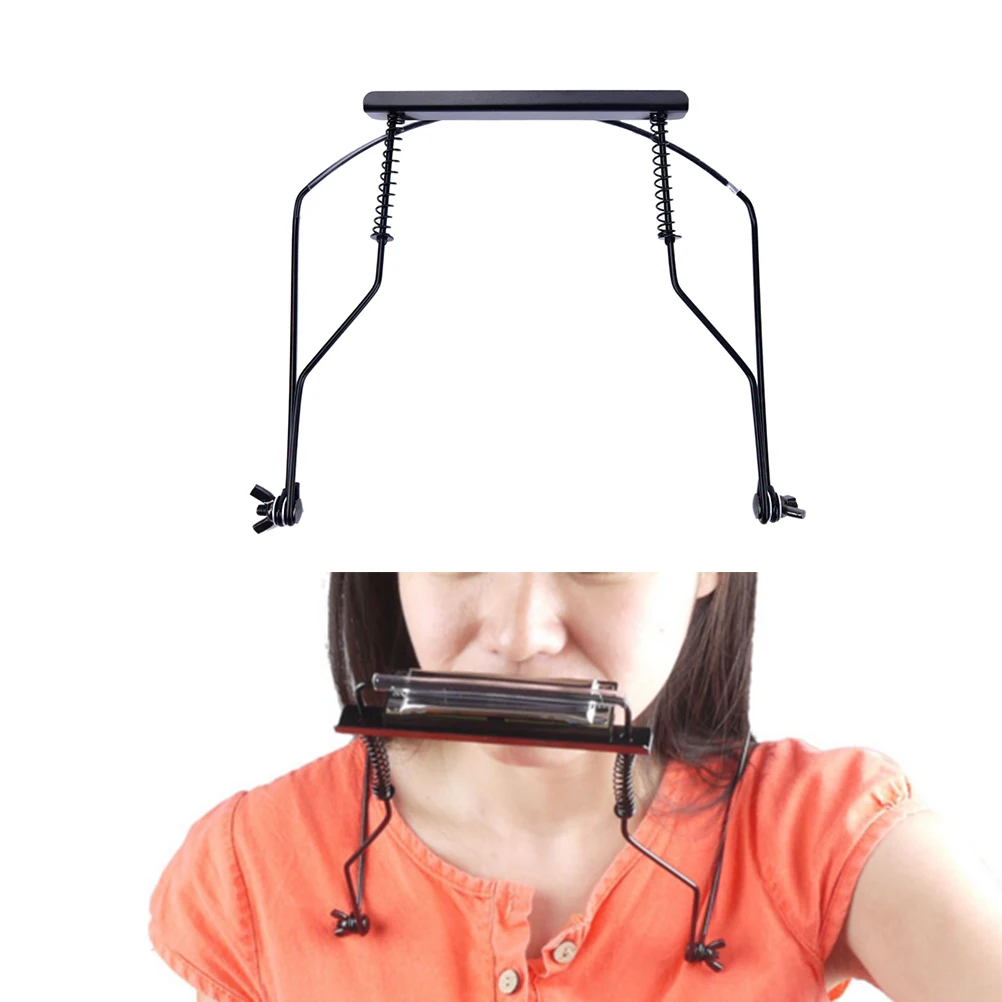 

Adjustable Mouth Organ Stand Harmonica Harp Rack Metal 10 Holes Black Harmonica Neck Holder
