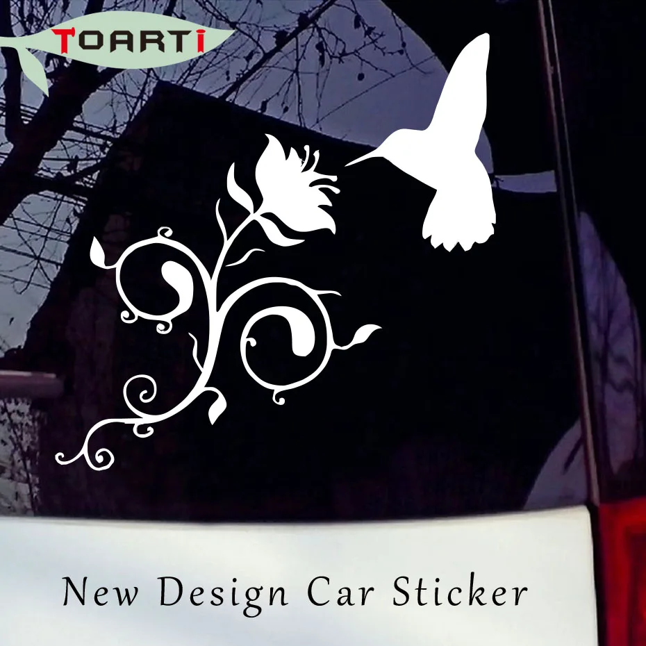 

Beautiful Flower Hummingbird Funny Car Stickers Styling Pvc Removable Modern Decor Accessories Sticker For Car Styling