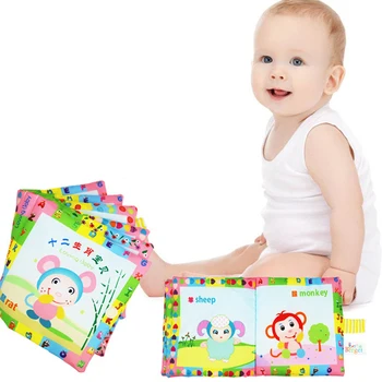 

Cartoon Animal Chinese Zodiac Cloth Book Rattle Toys Boys Girls Early Education toys Baby Soft Cute Color Animal Cognition Toy