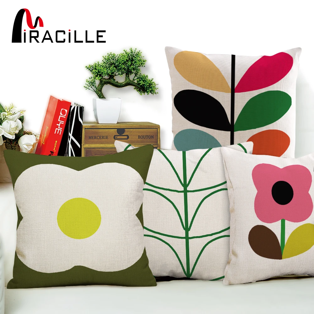 Подушка Miracille из хлопка и льна с цветочными лепестками домашние декоративные