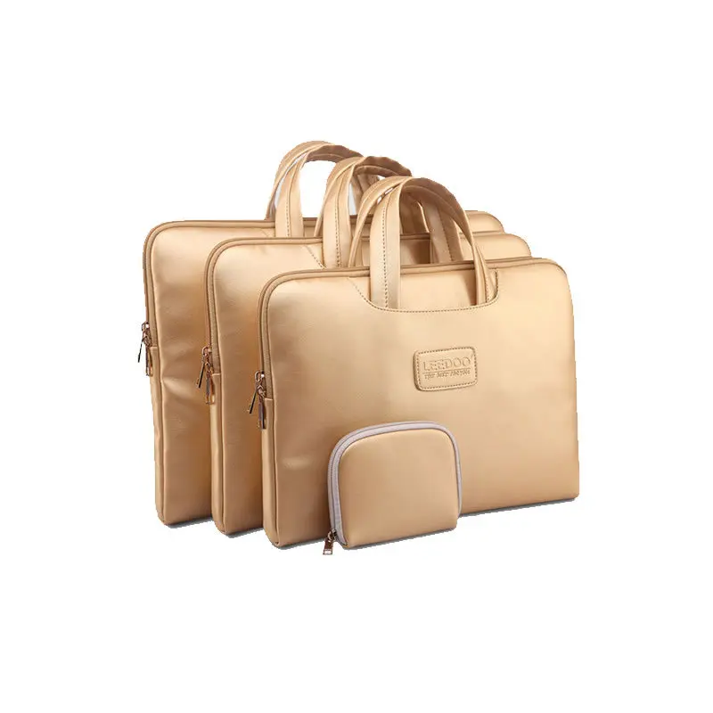 Fashion Tyrant Golden Notebook Laptop Sleeve Computer Bag Quality Pu