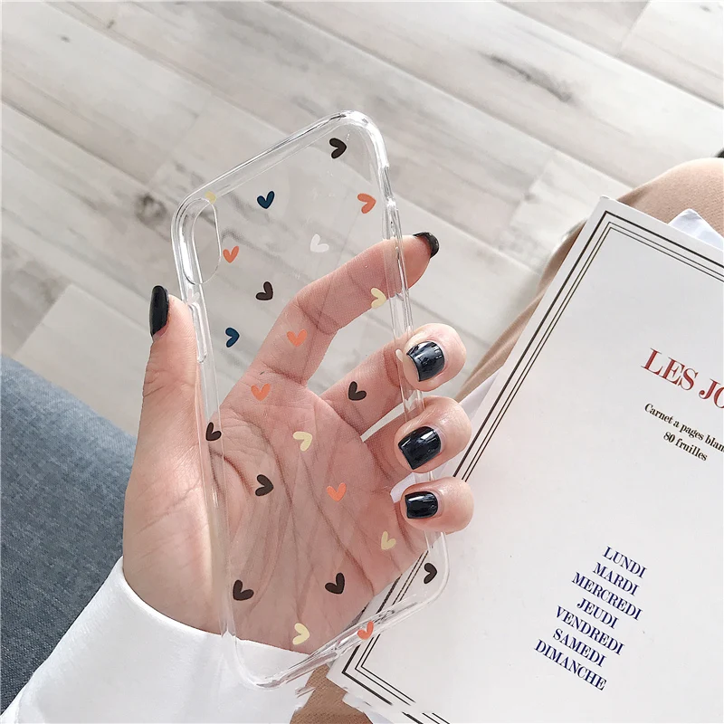 iphone 11 Pro Max  case Lovebay Soft Clear Floral Love Heart Phone Cases For iPhone 11 12 13 Pro Max X XR XS Mini 7 8 6s Plus Transparent  Back Cover iphone 11 Pro Max leather case