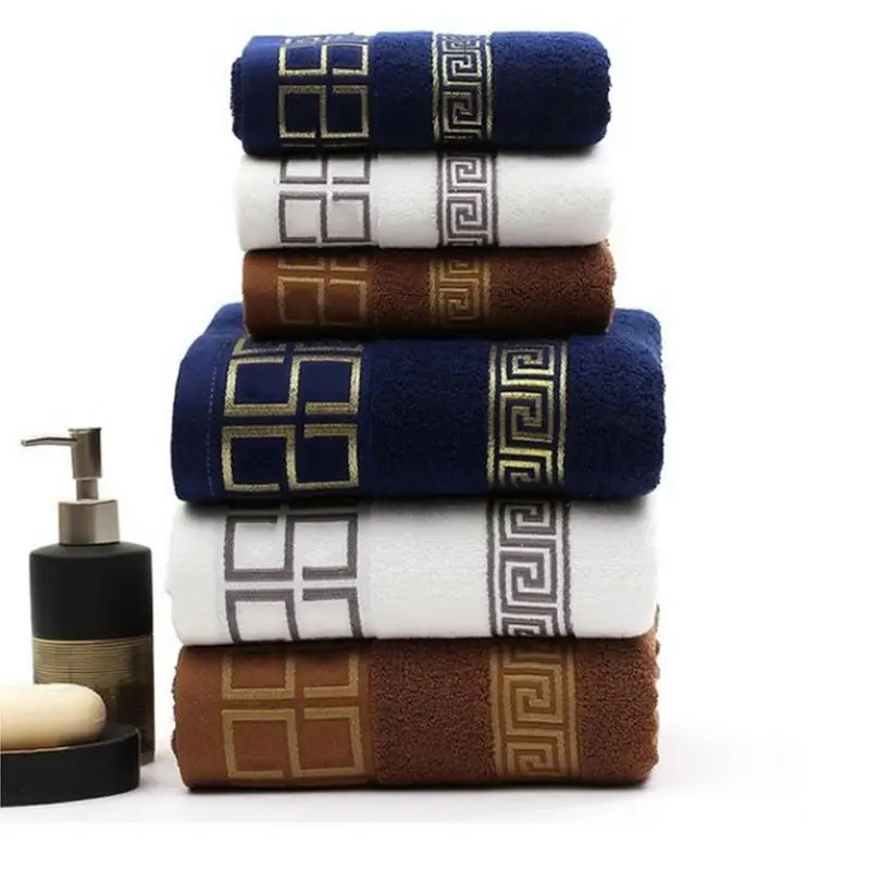 

2019new luxury 3pcs / lot 100% cotton towel set with 2 face washcloths + 1 bath towels bath set for family guest baths gym
