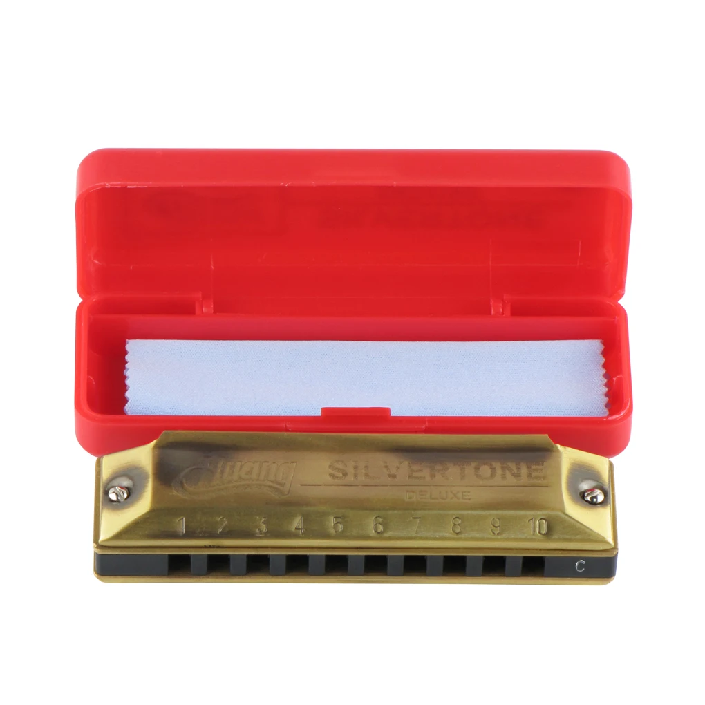 1pcs Huang Blues Harmonica 10 Hole Diatonic Harp Mouth Organ With Case