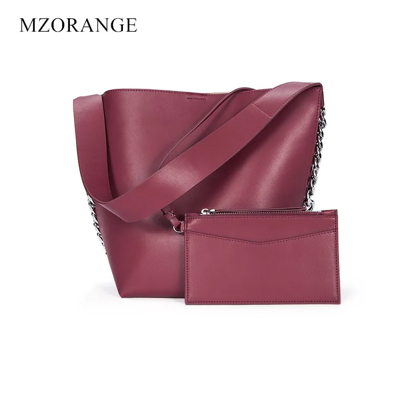 Genuine Leather chain Bucket bag - Women's Handbag 2018 New Fashion brand Design Ladies Shopper Tote High capacity Shoulder Bags
