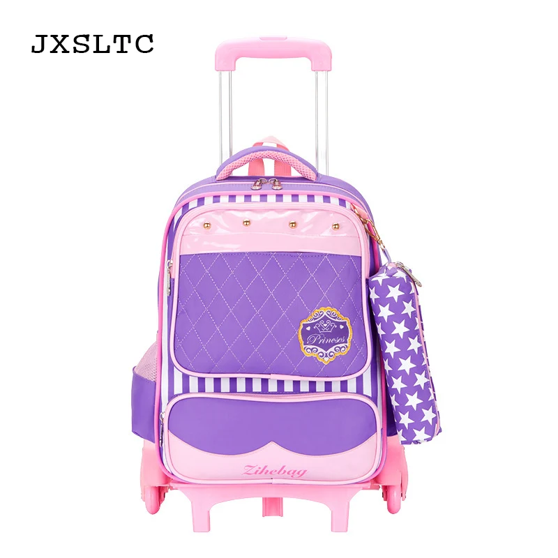

New Kids School Bags on Wheels Trolley School Backpacks 2 Wheeled Backpack Kid's School Rolling Backpack for Girl Children Bags