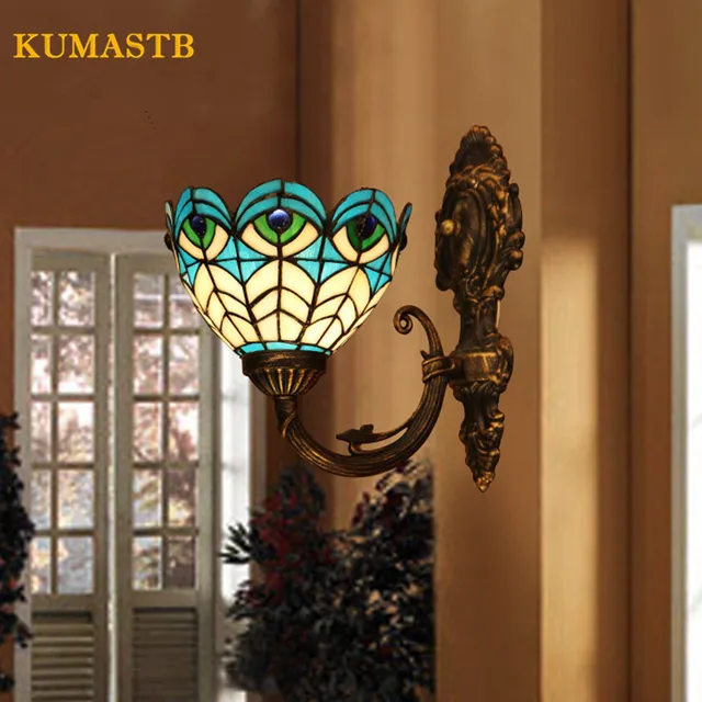 tiffany wall lights stained glass peacock tails pattern wall lamp art vintage bedside light european tiffany sconce tiffany wall lights stained glass peacock tails pattern wall lamp art vintage bedside light european tiffany sconce