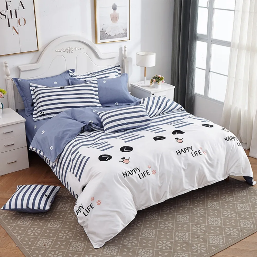 

Quilt Cover Set Polyester Bed Cover Set Four Piece Bedding Tribute Cotton Pillowcase Creative Pattern Full Size L712