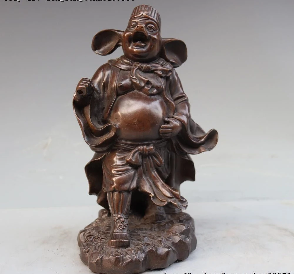 Chinese Folk Copper Bronze Famous Xi Youji Pig Lord God Zhu Bajie