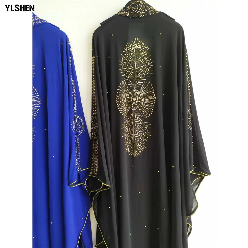 Супер размер африканские платья для женщин Роскошная африканская одежда Дашики Алмазная накидка с капюшоном abaya Дубай халат вечернее