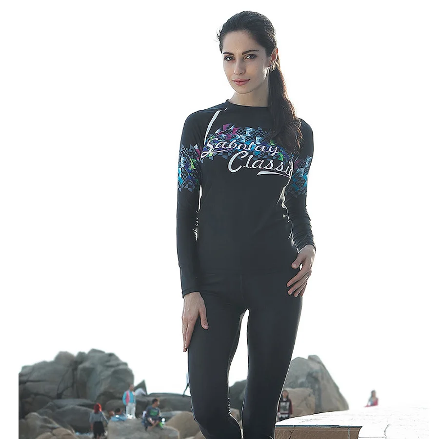 2016 New Women Long Sleeves Rash Guards UV Protection Surfing Suit