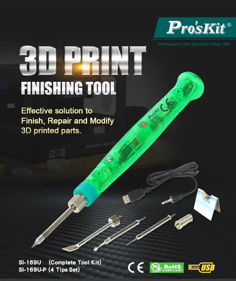 Pro'sKit SI-169U 8 Вт инструмент для 3D печати 15 сек. Быстрый нагрев паяльник 5 в с питанием от USB