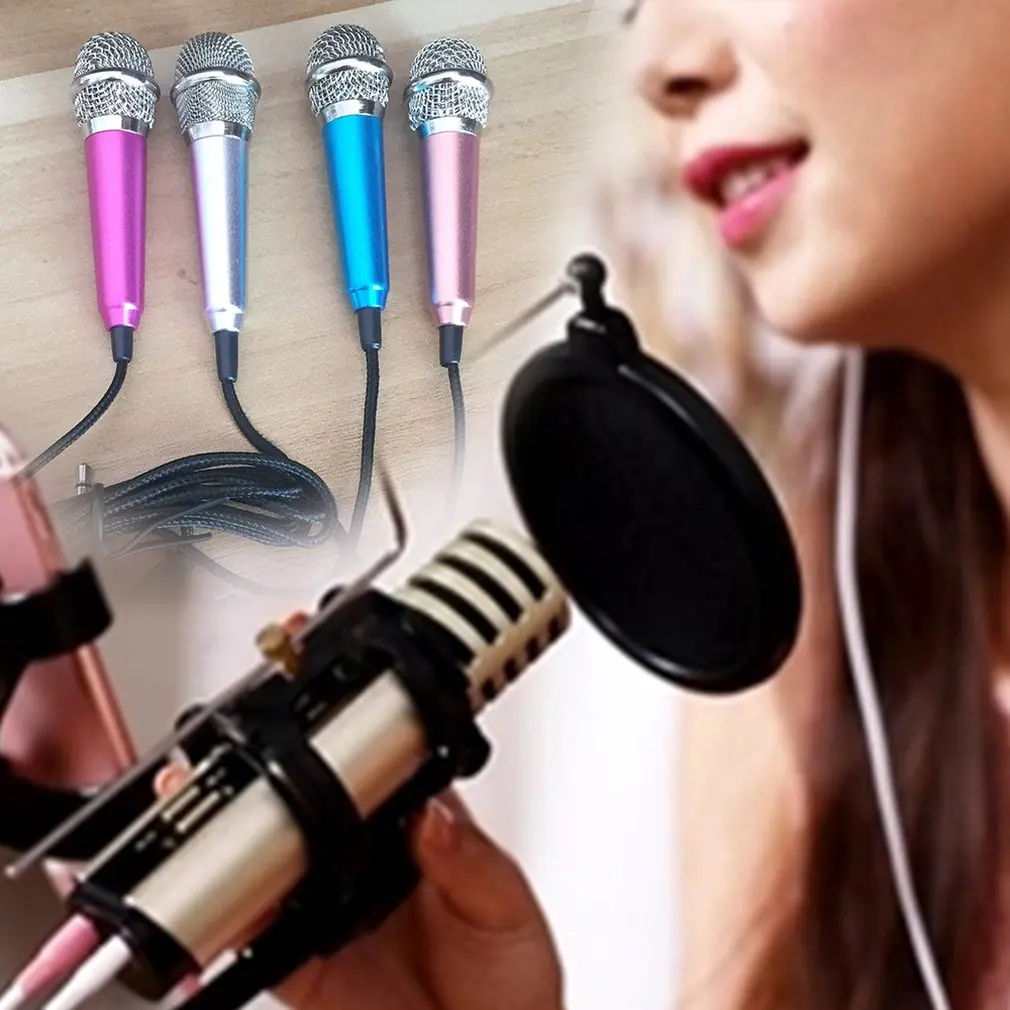 Portable 3.5mm Stereo Studio Mic KTV Karaoke Mini Microphone For Cell Phone Laptop PC Desktop 5.5cm*1.8cm Small Size Audio | Электроника