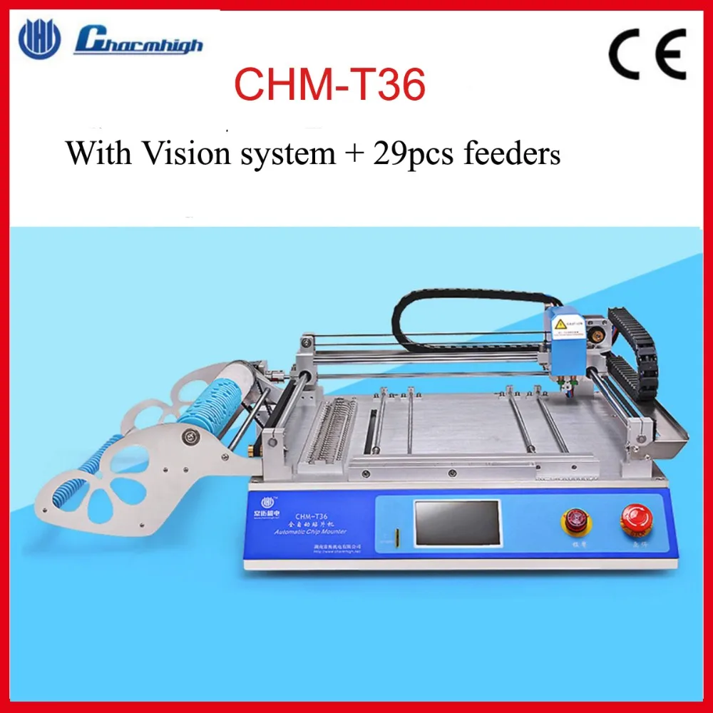 

SMT Desktop Pick and Place machine , CHMT36V , 29pcs feeders ,0402-5050 SOP QFN TQFP , PCB assembly