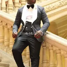 Последние пальто брюки Deisigns мужские костюмы г. мужские белые шали нагрудные смокинги для жениха в черный горошек мужские свадебные костюмы лучший мужской блейзер