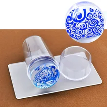 Nuevo diseño único pura gelatina transparente silicona arte estampadora raspador con tapa transparente 2,8 cm herramientas de estampado de uñas(China)