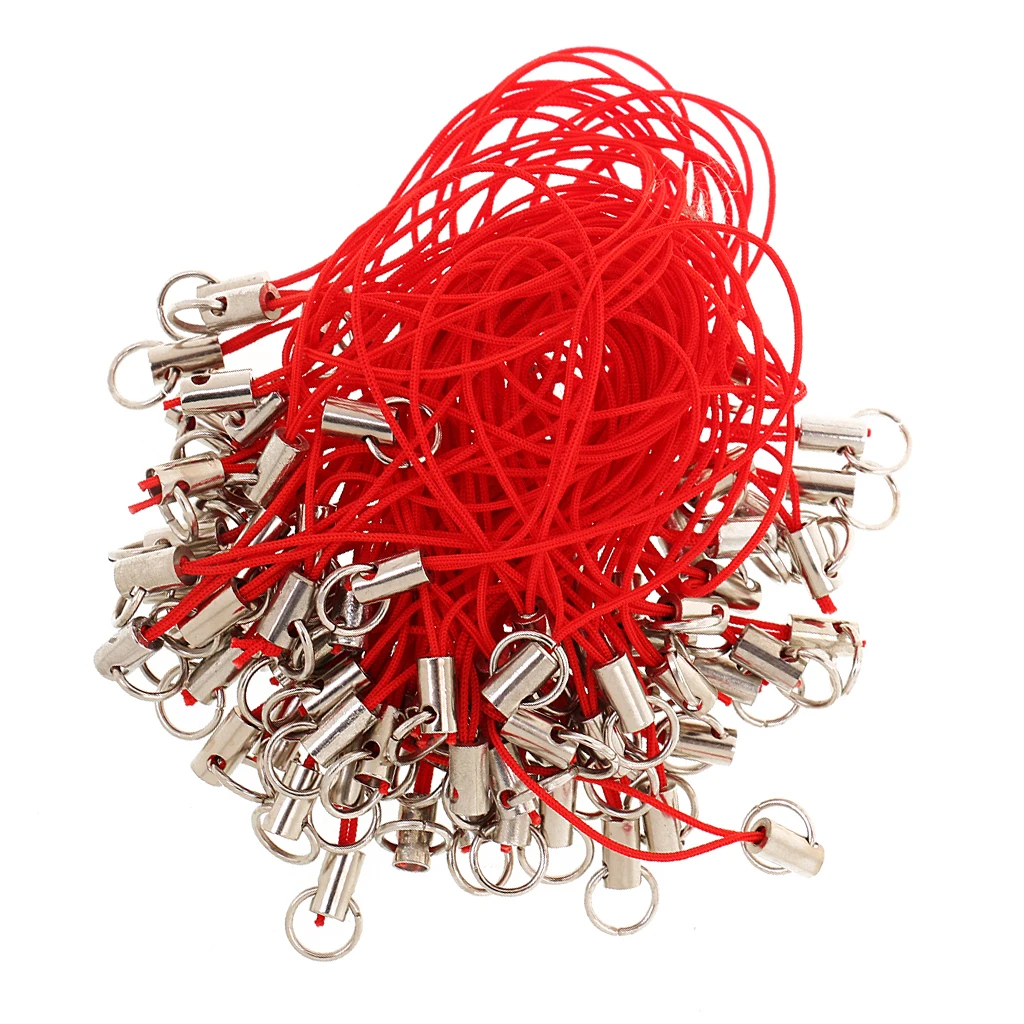 

100x CELL PHONE STRAPS Strings Jump Ring End Lariats Red