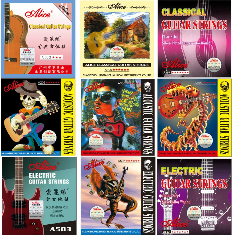 10 Sets Alice Nylon Silver Classical Guitar Strings Phosphor Bronze Acoustic Guitar Strings