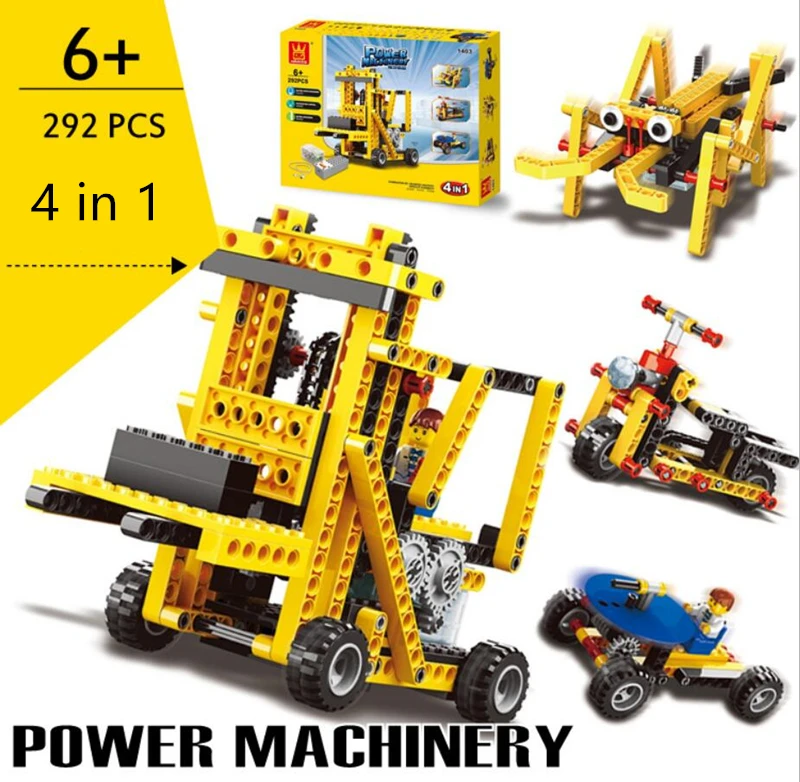 

292pcs Wange 1403 Electric Toys Plastic Model Kits Building Blocks Bricks Set Educational Learning DIY Toys For Children 4 in 1