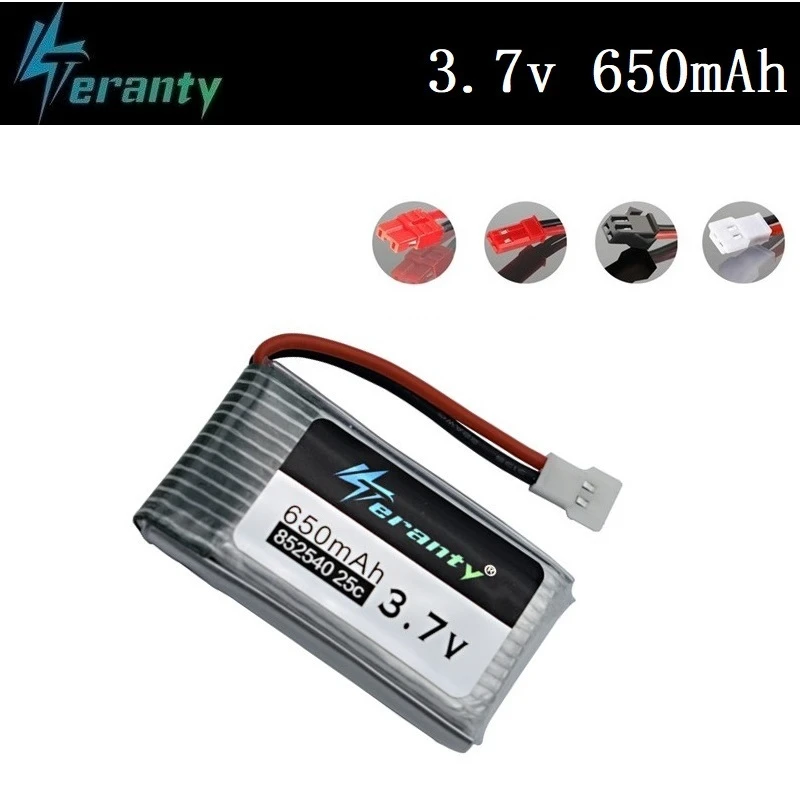 Teranty Мощность 3,7 V 650mAh Li-po Батарея для SYMA X5C X5C-1 X5 H5C X5SW 852540 3,7 V Дрон с перезаряжаемым аккумулятором литий Батарея 1 шт./компл