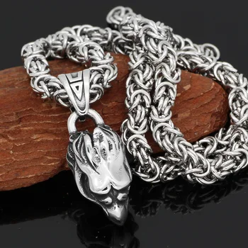 

stainless steel Nrodic viking odin raven pagan knot pendant necklace