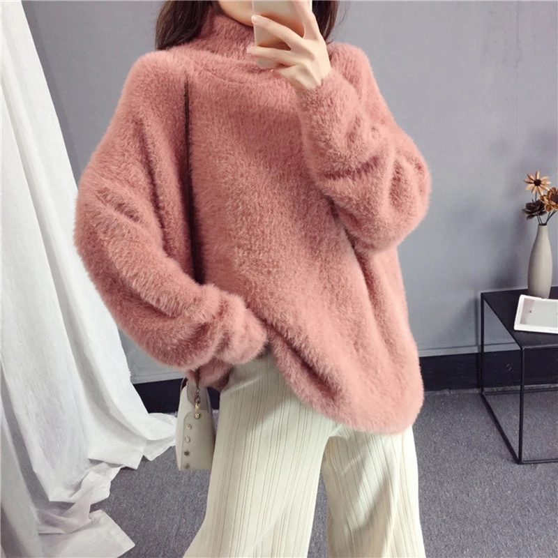 

Winter Turtleneck Pullover Womens befree Knit Sweater 2018 New Korean Loose Warm Pullover Female Vogue High Collar Sweaters N623