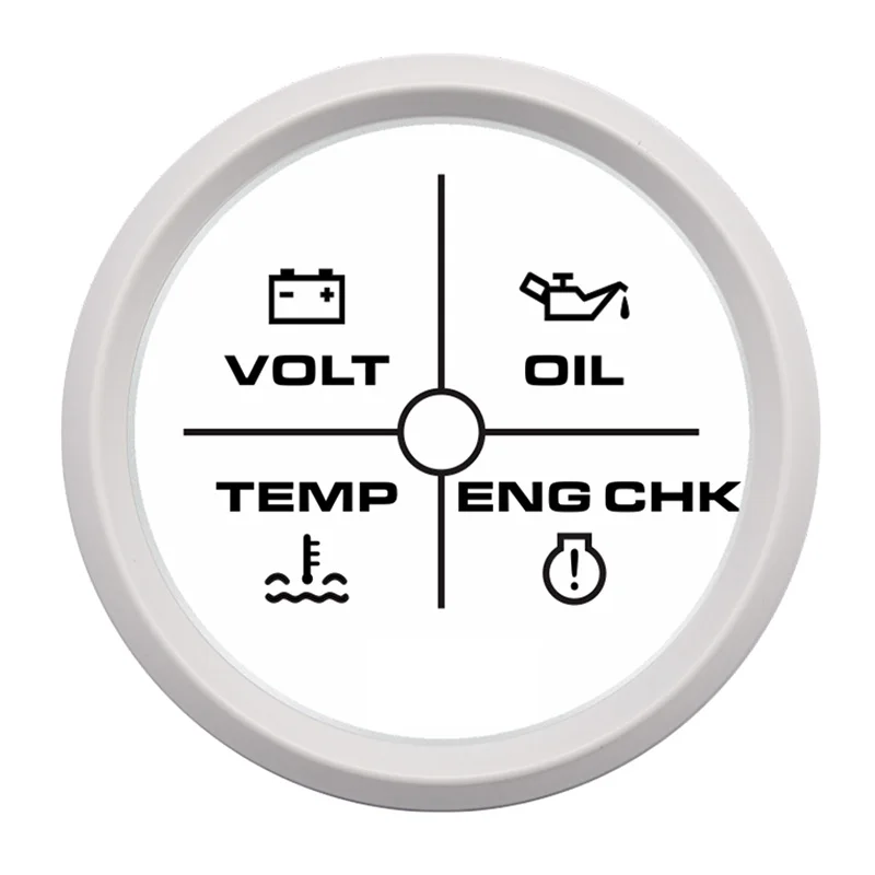 52 мм 4 светодиодный датчик напряжения, давление масла, температура воды, сигнализация двигателя 9-32 В для автомобиля, авто лодки, яхты, 7 цветов, подсветка - Цвет: WW