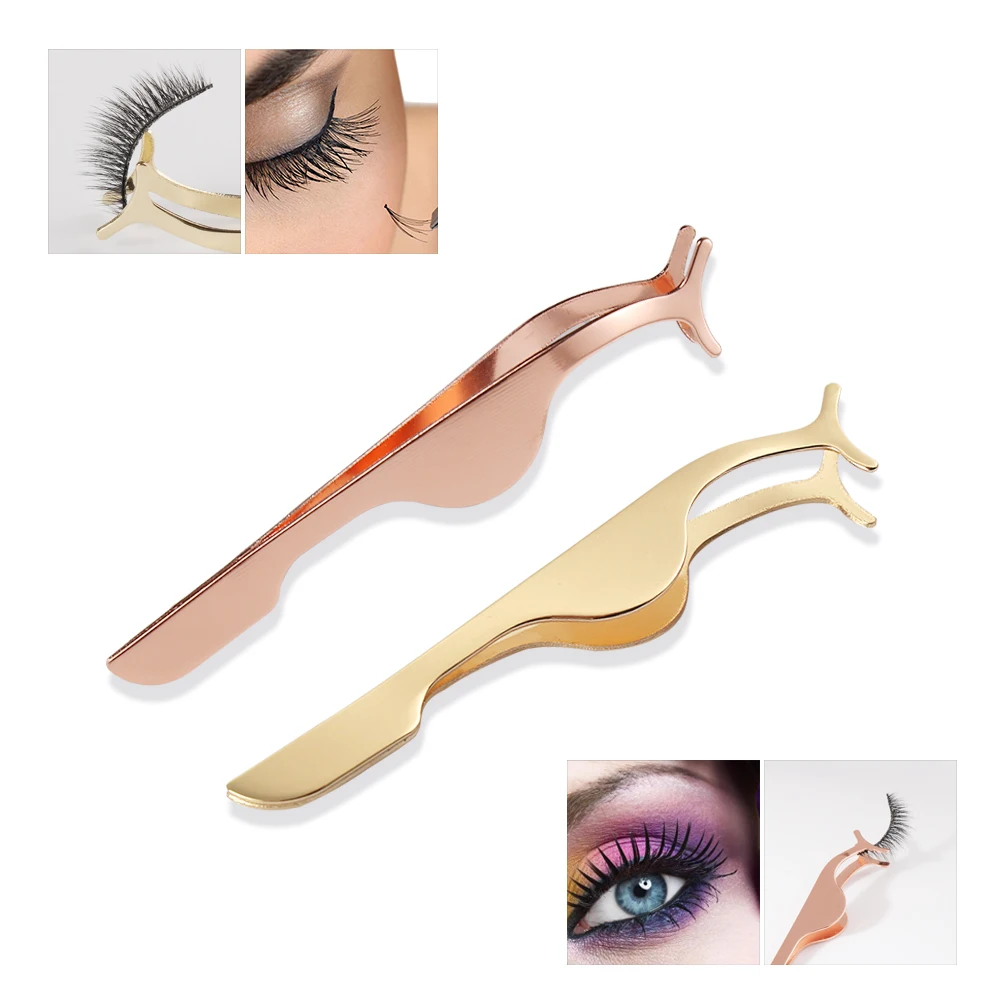 1pc Eye Lash Applicator Rose Gold False Eyelash Tweezers