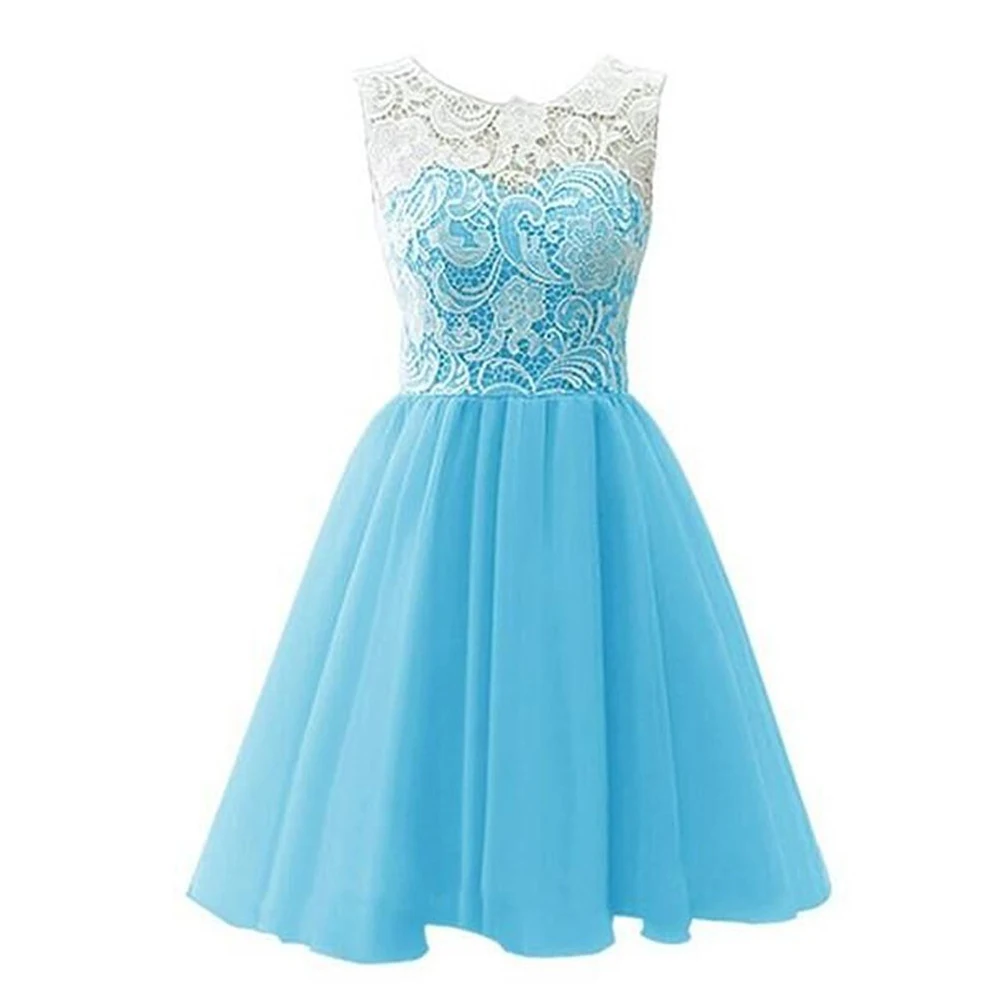 Кружевное короткое платье подружки невесты без рукавов A Line Robe Elegant D'honneur Элегантное свадебное платье для женщин для гостей торжественное платье