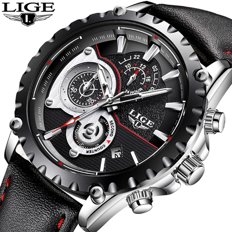 

LIGE Luxury Brand Watch Men's Fashion Sport Military Quartz Watch Men's All Steel Business Waterproof Men's Relogio Masculino