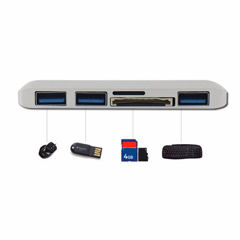Портативный USB концентратор компактный 5 портов USB 3,0 концентратор переходник разветвитель 5 Гбит/с для Mac ноутбук ПК настольный высокоскоростной