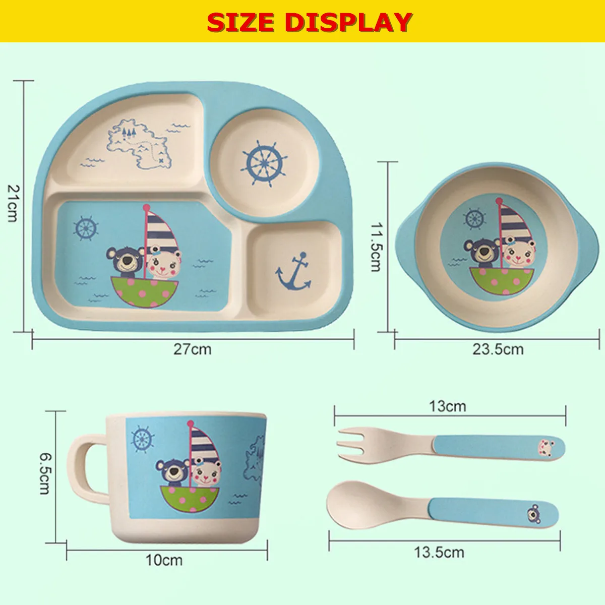 4 Colors Baby Feeding Bowl Plate Dishes Fork Spoon Cup Children Tableware Bamboo Fiber Cartoon Separation Feeding Plate 5Pcs/Set 4 Colors Baby Feeding Bowl Plate Dishes Fork Spoon Cup Children Tableware Bamboo Fiber Cartoon Separation Feeding Plate 5Pcs/Set