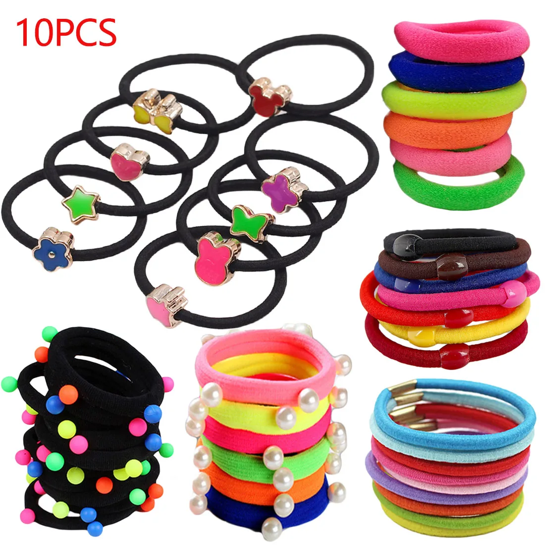 

10pcs/lot Elastic Hair Bands Hair Circle Tie Rope Hair Accessories Headwear Ponytail Holder Ropes Braids Plaits Rings for Women