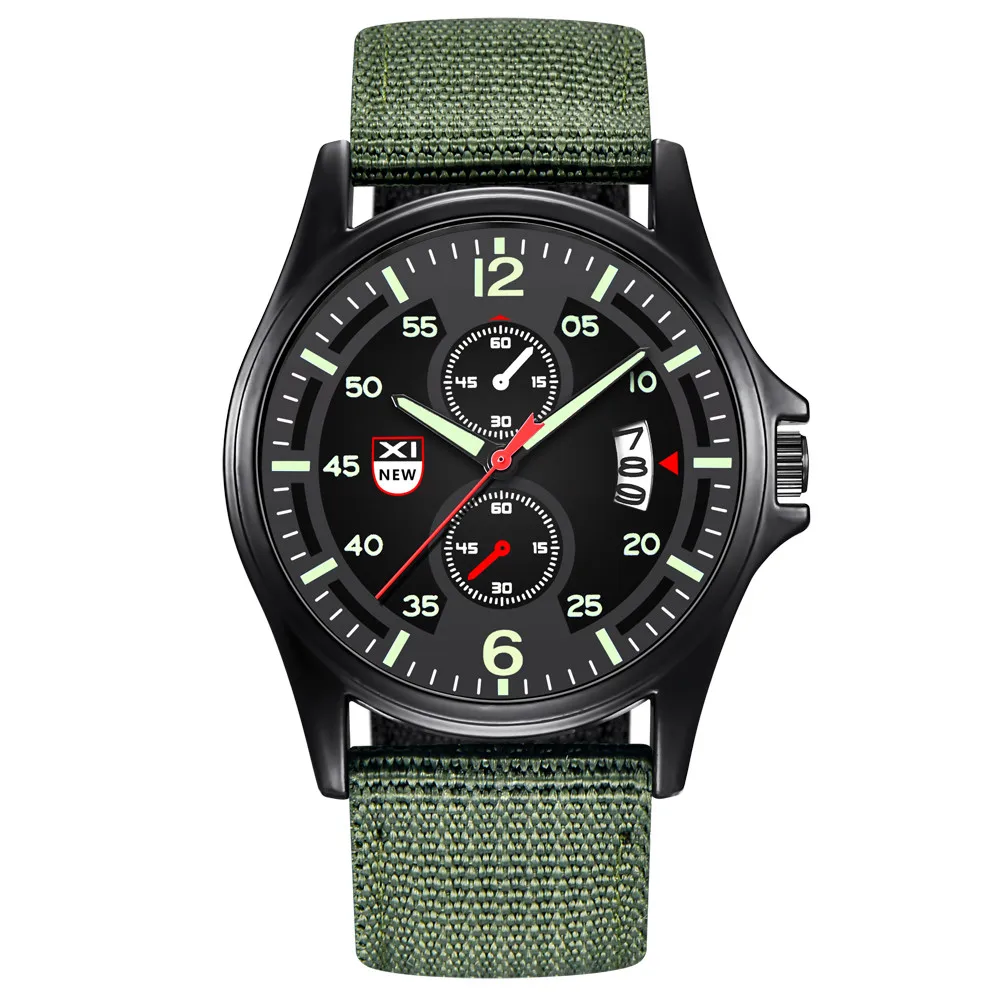 Военные мужские кварцевые армейские часы с черным циферблатом, спортивные наручные часы, повседневные часы с нейлоновым ремешком, светящиеся часы, мужские часы